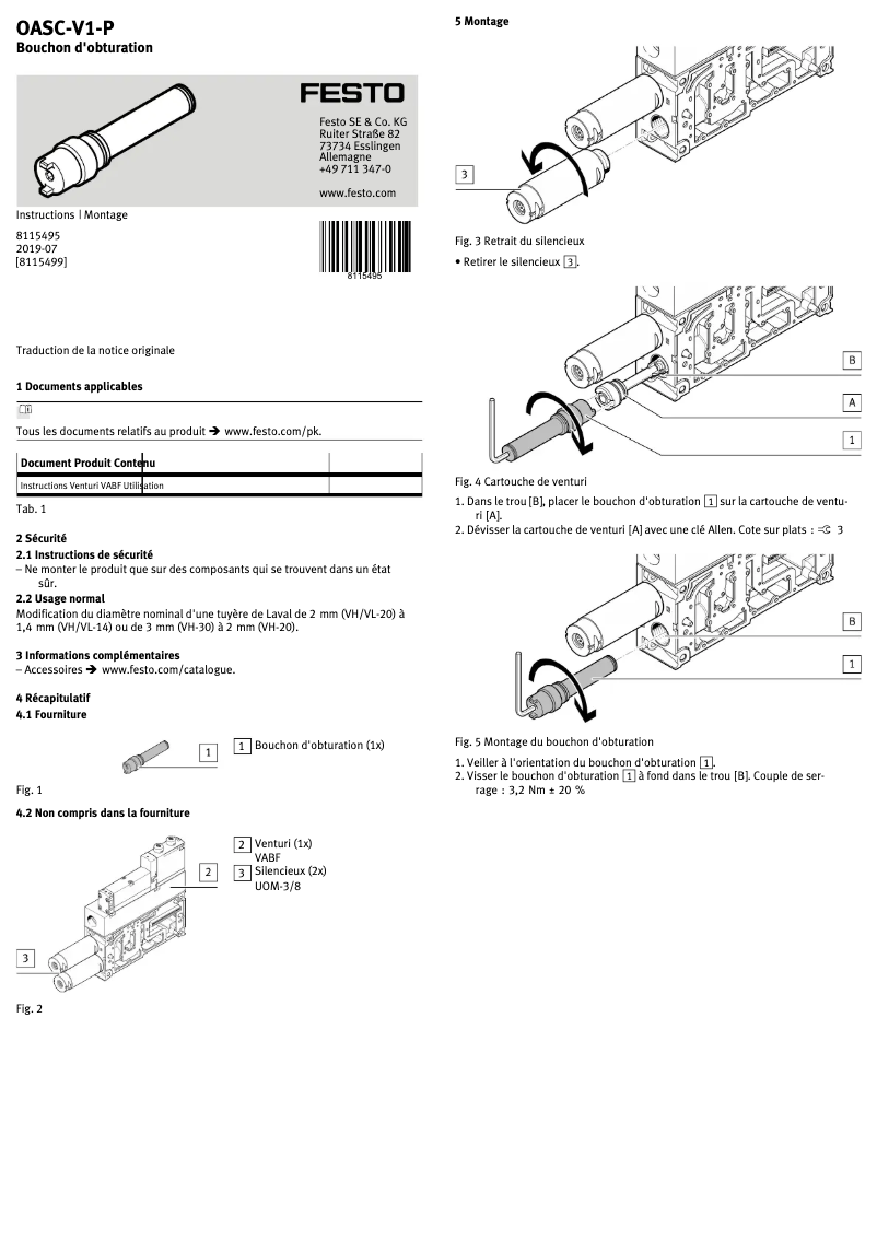 Page 1 de la notice Manuel utilisateur Festo OASC-V1-P