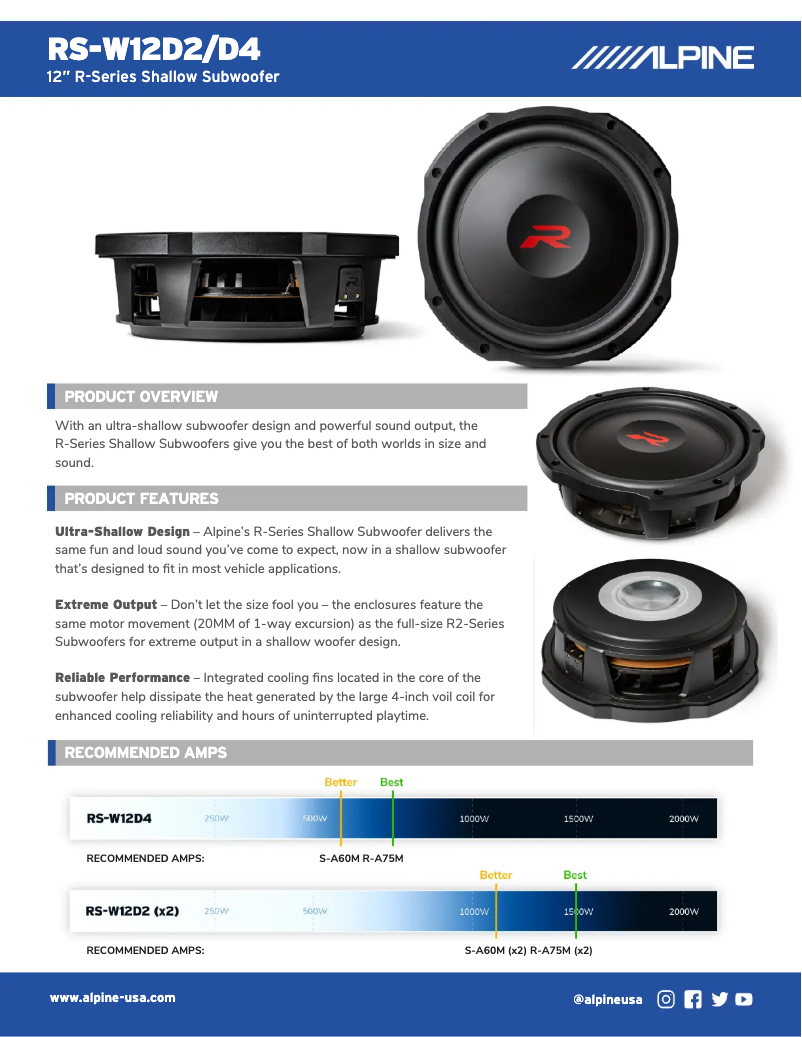 Página 1 del manual Ficha técnica Alpine RS-W12D2