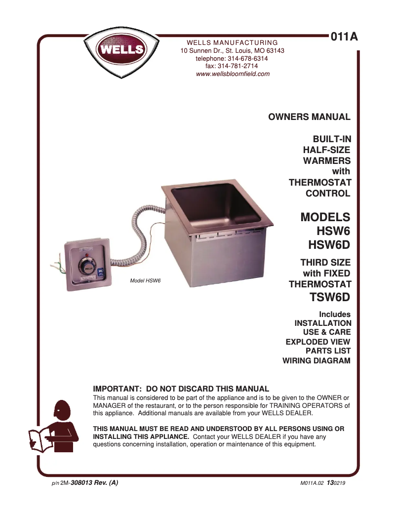 Page 1 de la notice Manuel utilisateur Wells HSW6D