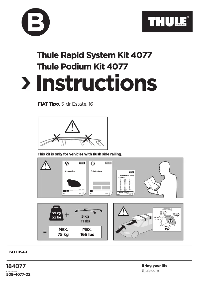 Page 1 de la notice Manuel utilisateur Thule Rapid System Kit 4077