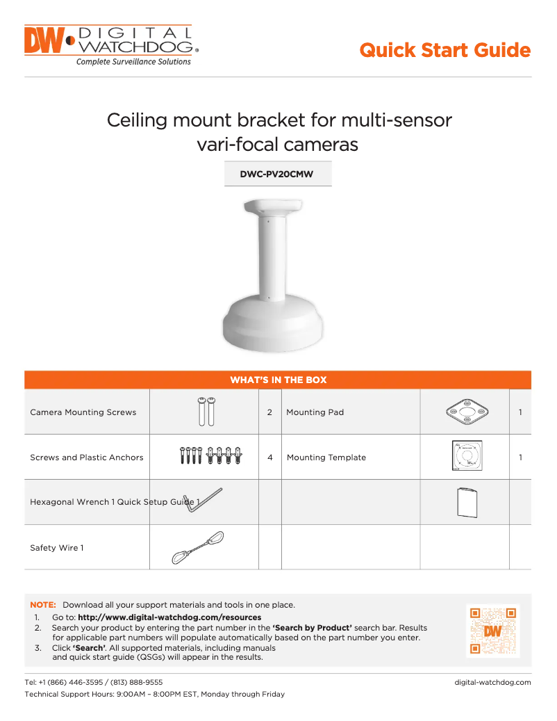 Page n°1 - Manuel utilisateur Digital Watchdog DWC-PV20CMW