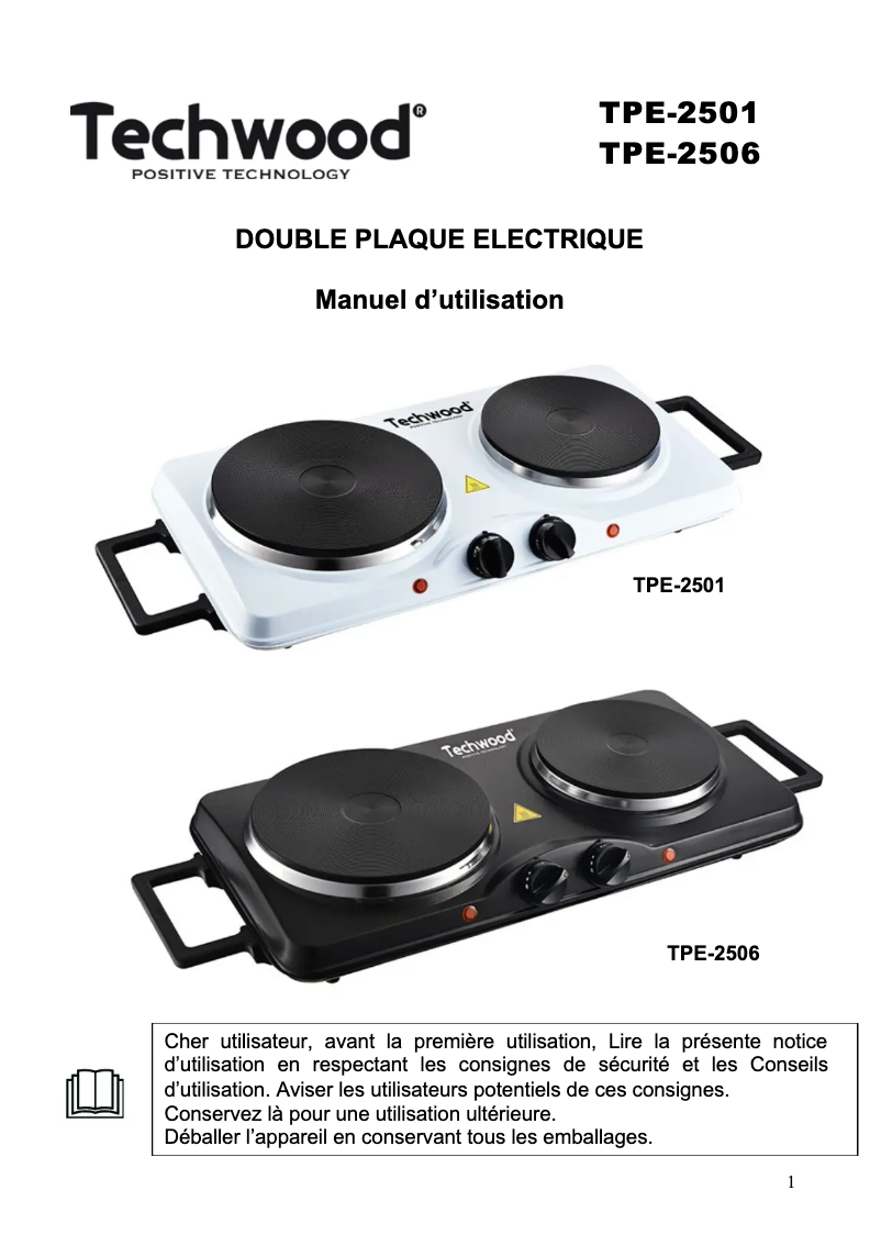 Page 1 de la notice Manuel utilisateur Techwood TPE-104