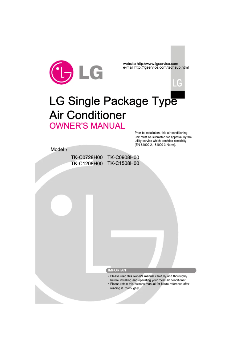 Page 1 de la notice Manuel utilisateur LG TK-C1508H00