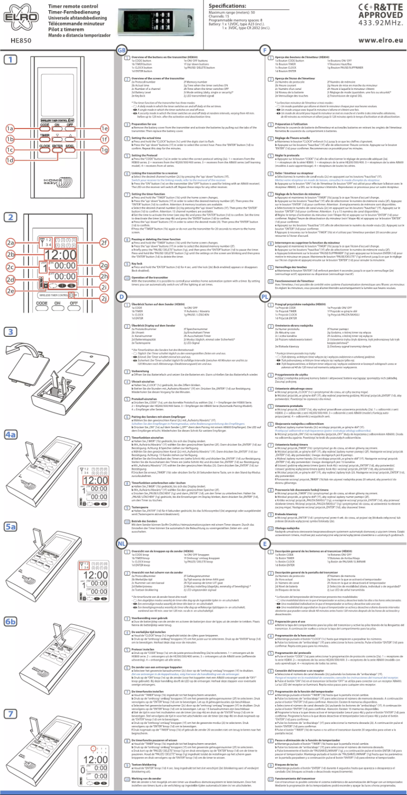 Page 1 de la notice Manuel utilisateur Home Easy HE850