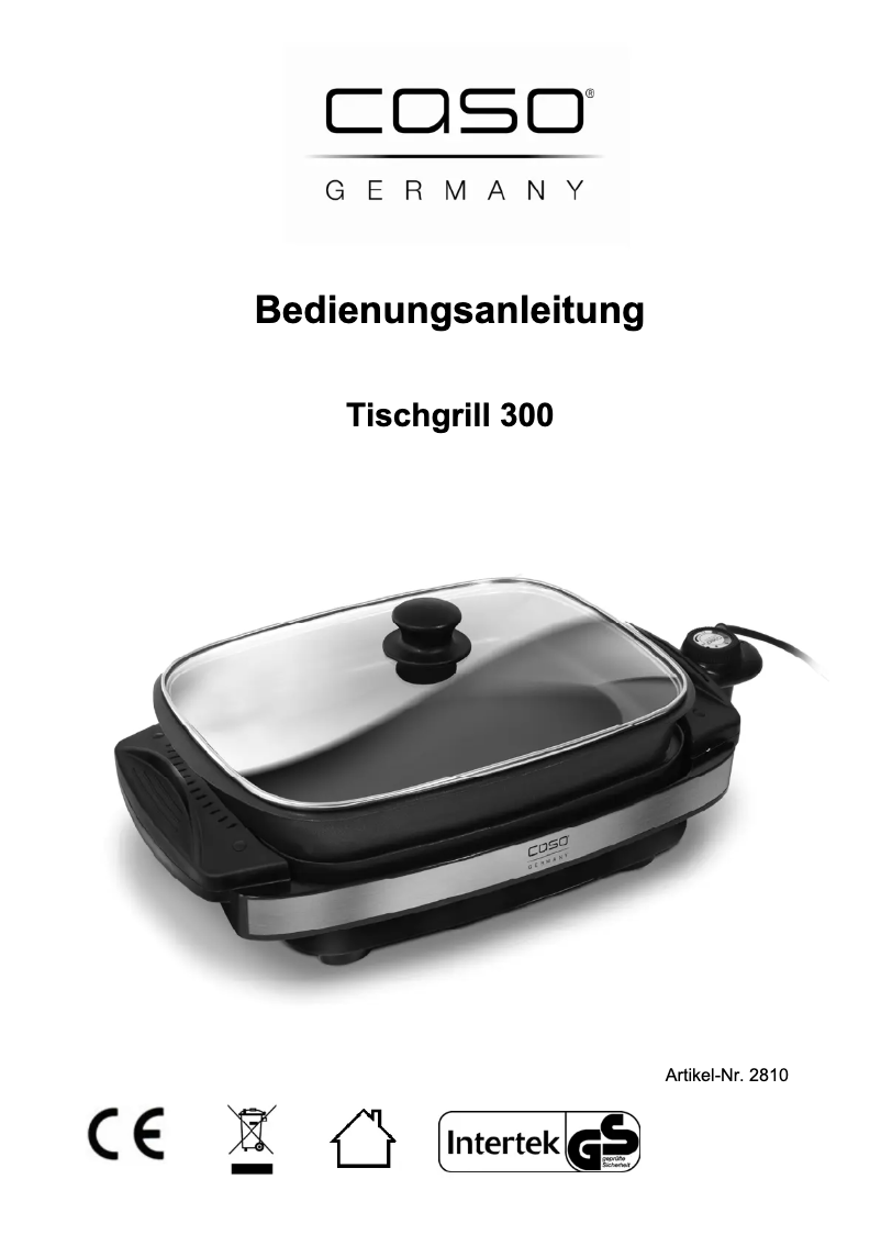 Page 1 de la notice Manuel utilisateur Caso TG 300