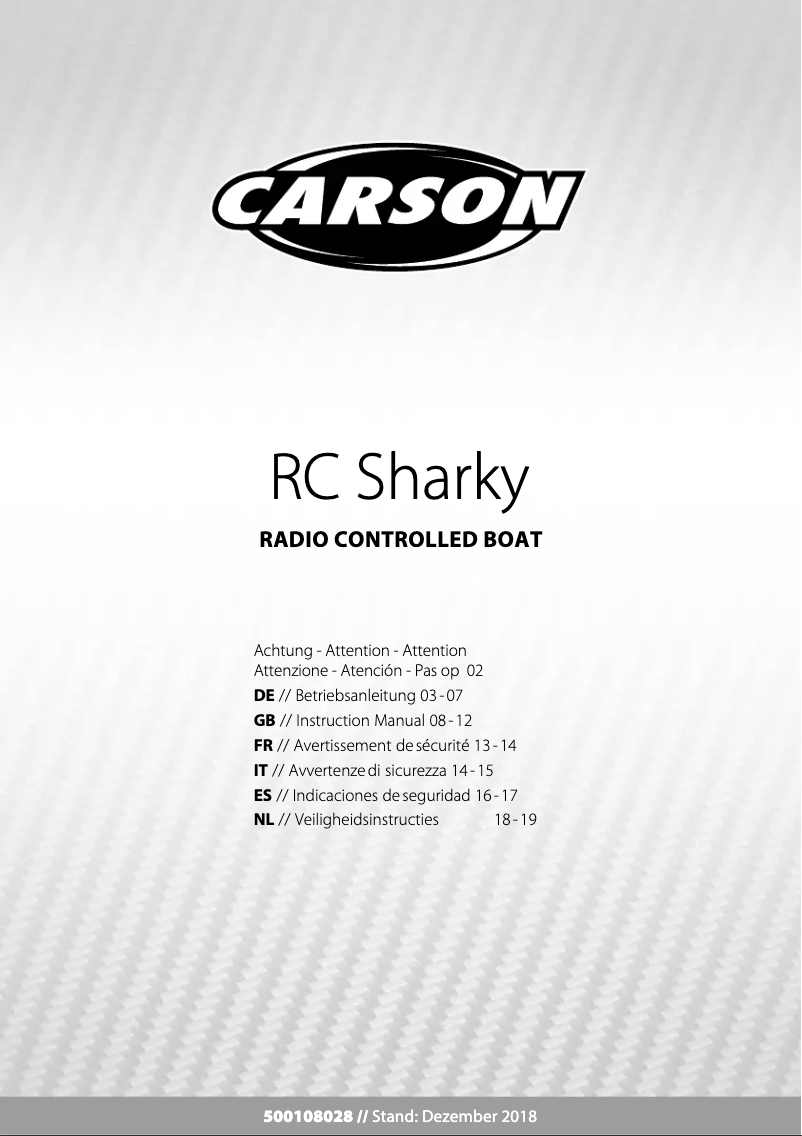 Page 1 de la notice Manuel utilisateur Carson RC Sharky