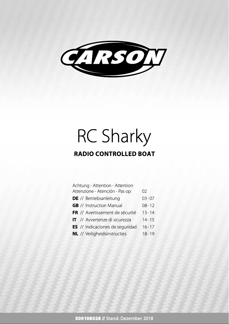 Page n°1 - Manuel utilisateur Carson RC Sharky