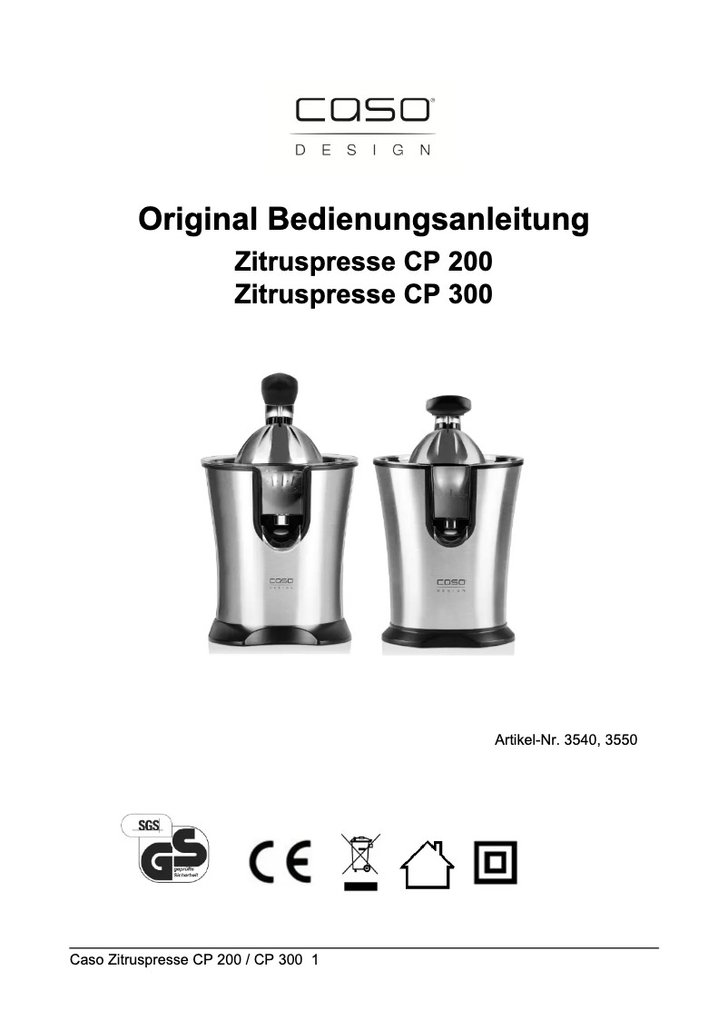 Page n°1 - Manuel utilisateur Caso C300