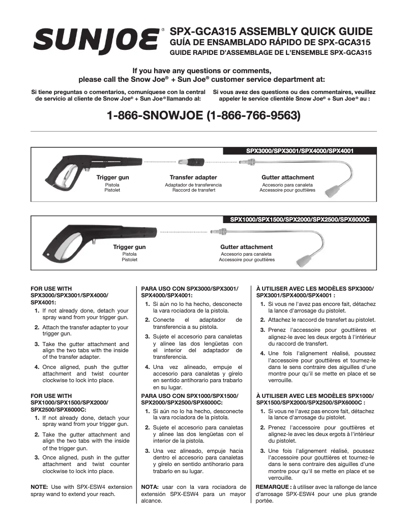 Page 1 de la notice Manuel utilisateur Sun Joe SPX-GCA315