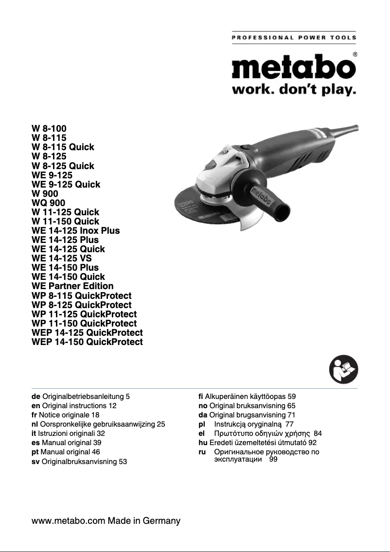 Image de la première page du manuel de l'appareil WE 14-125 VS