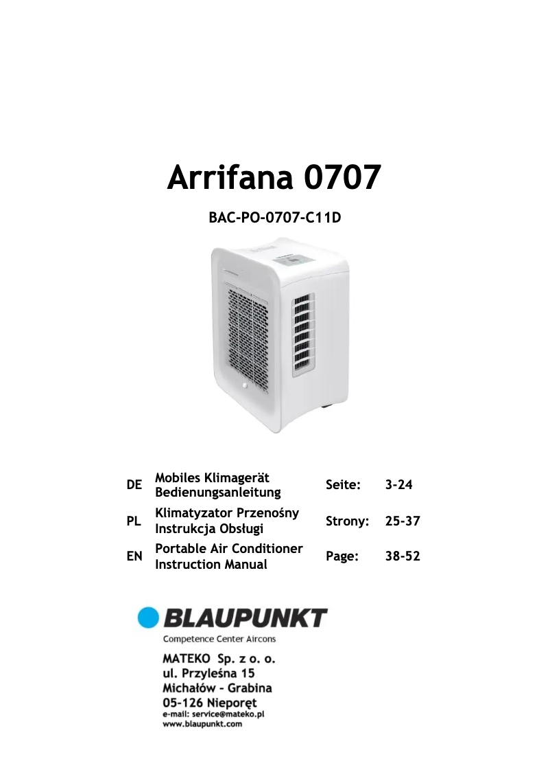 Page 1 de la notice Manuel utilisateur Blaupunkt Arrifana 07
