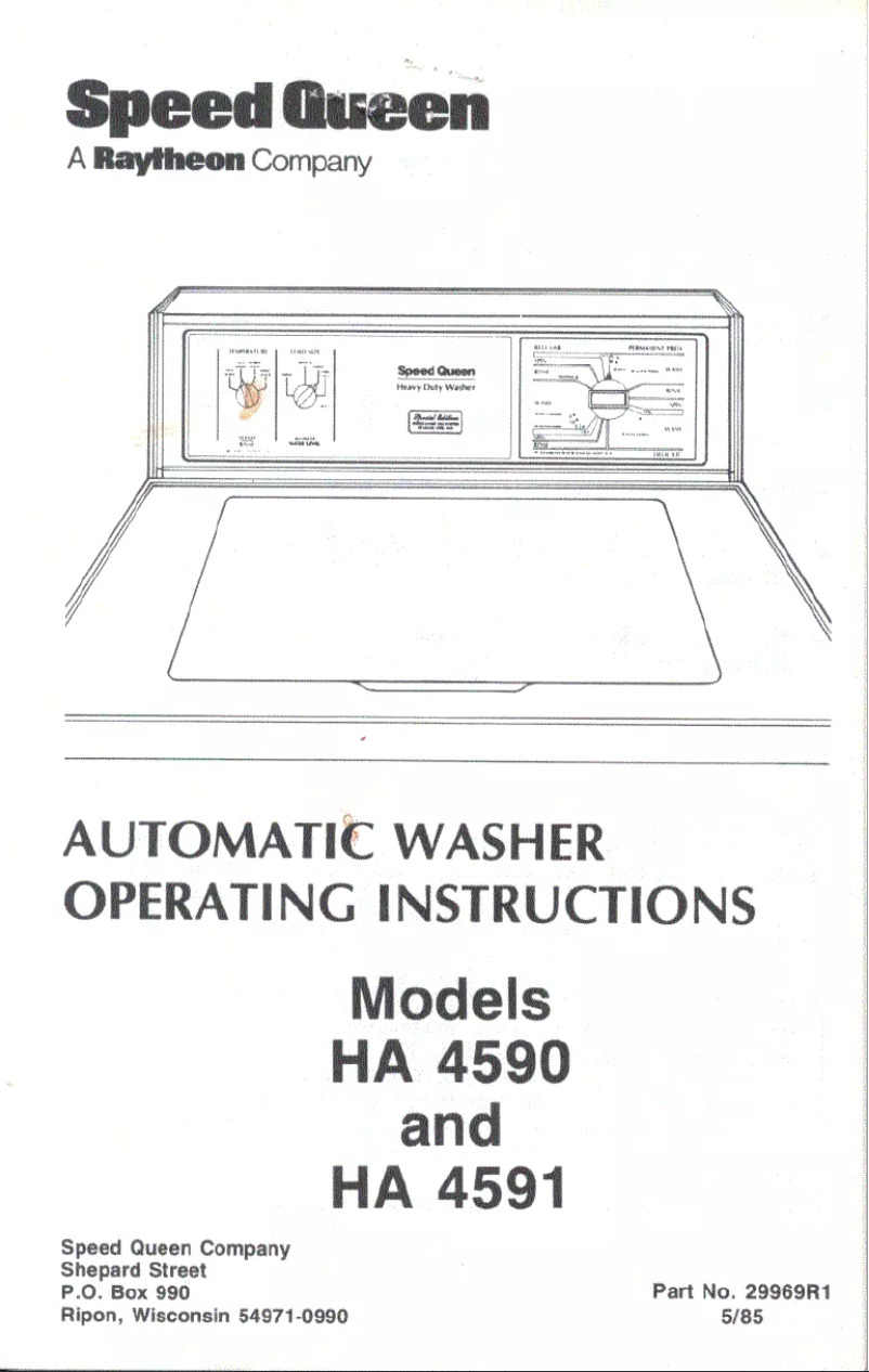 Page 1 de la notice Manuel utilisateur Speed Queen HA4591