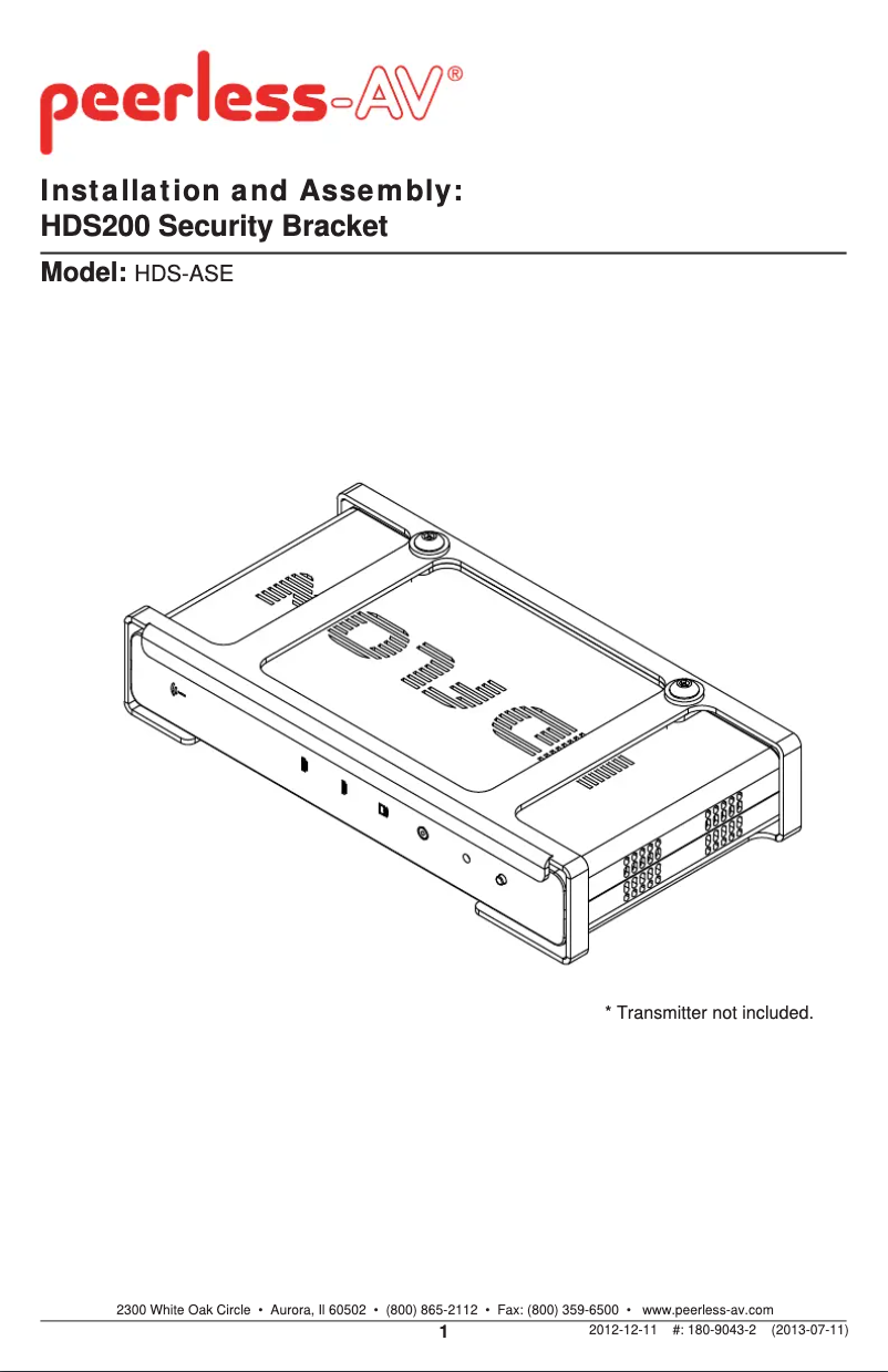 Imagen de la primera página del manual del dispositivo HDS-ASE