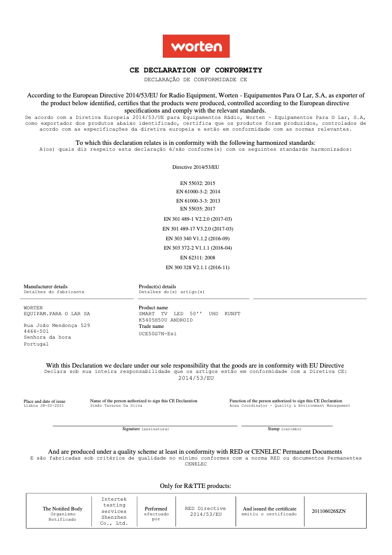 Page 1 de la notice Manuel utilisateur Kunft K5405H50U