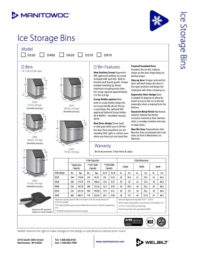 Page n°1 - Manuel utilisateur Manitowoc D-320