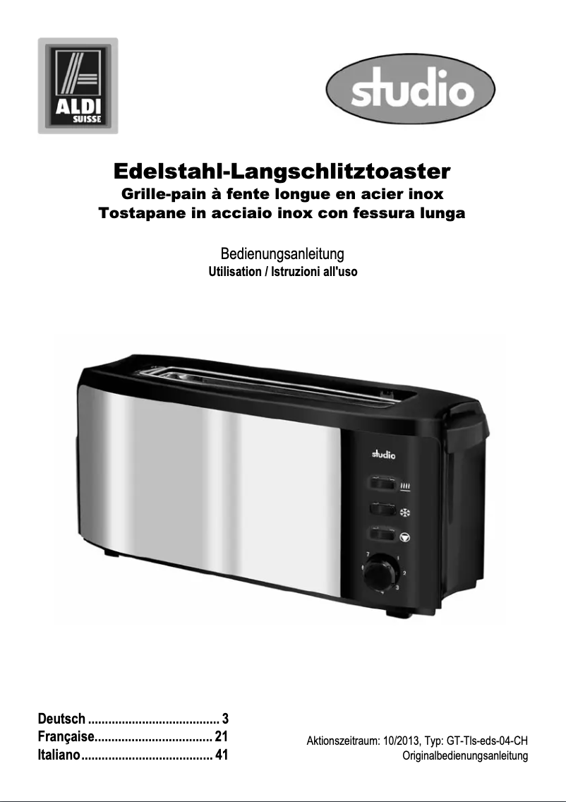 Page n°1 - Manuel utilisateur Studio GT-Tls-eds-04-CH