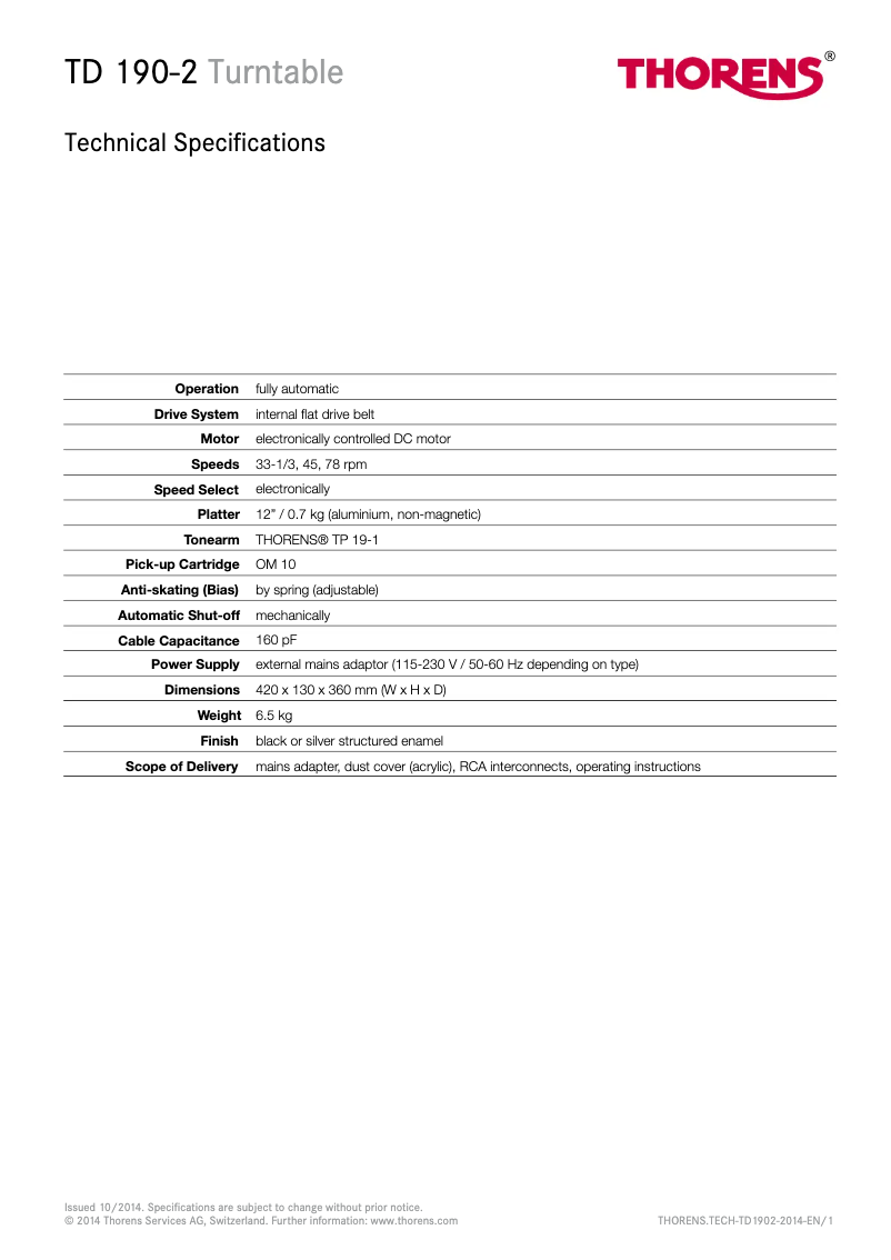 Image de la première page du manuel de l'appareil TD 190-2