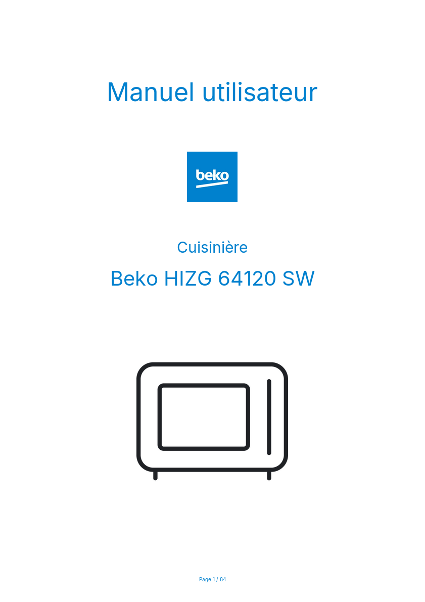 Page n°1 - Manuel utilisateur Beko HIZG 64120 SW