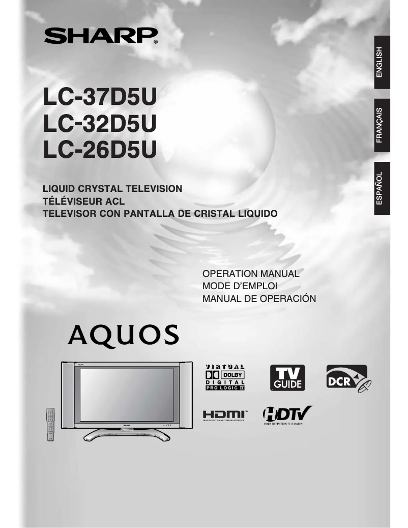 Page n°1 - Manuel utilisateur Sharp LC-37D5U