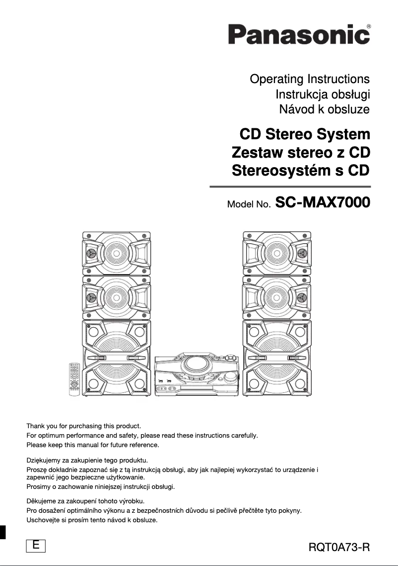 Page 1 de la notice Manuel utilisateur Panasonic SC-MAX700