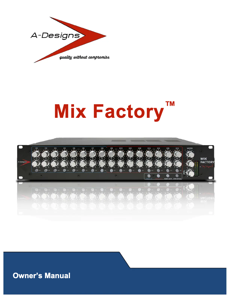 Page 1 de la notice Manuel utilisateur A-Designs Mix Factory