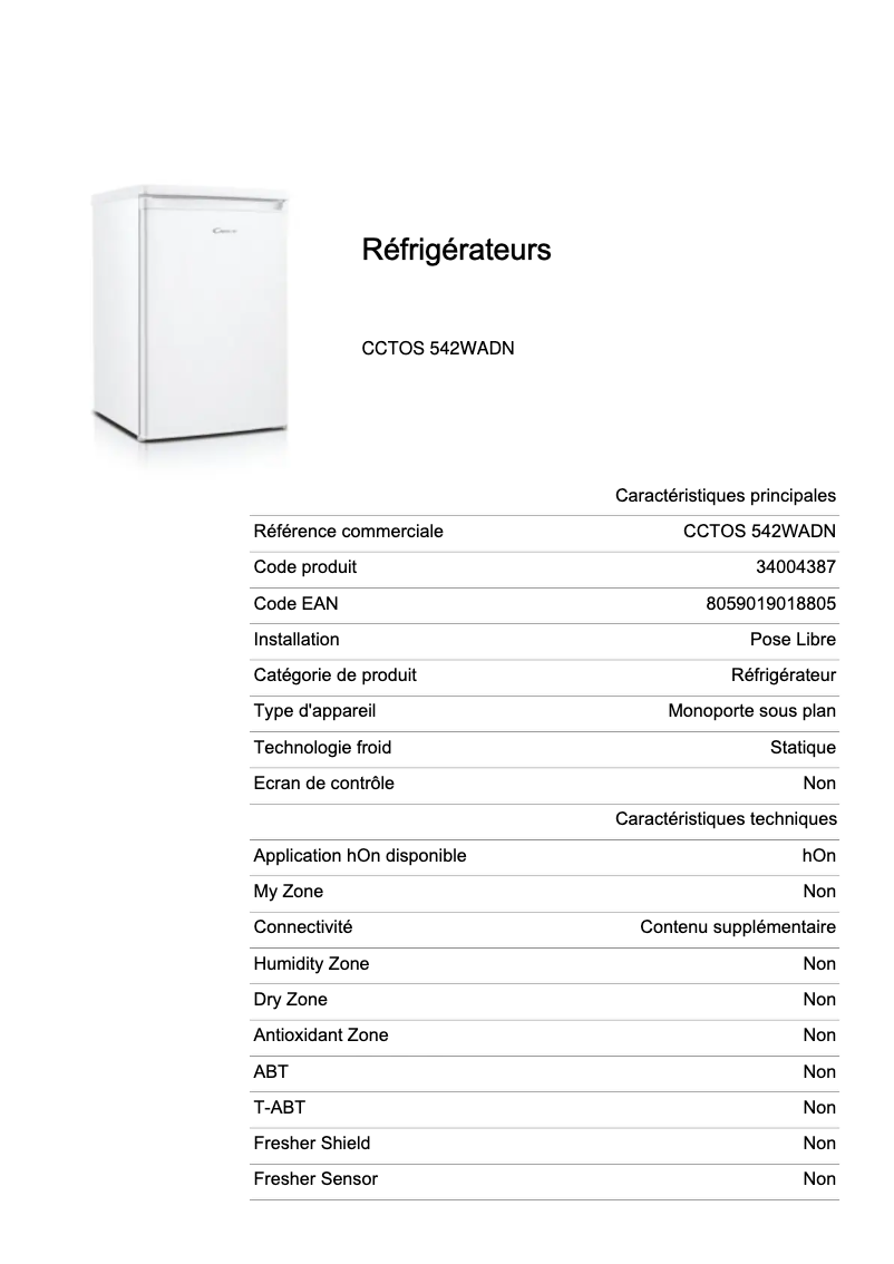 Image de la première page du manuel de l'appareil CCTOS 542WADN