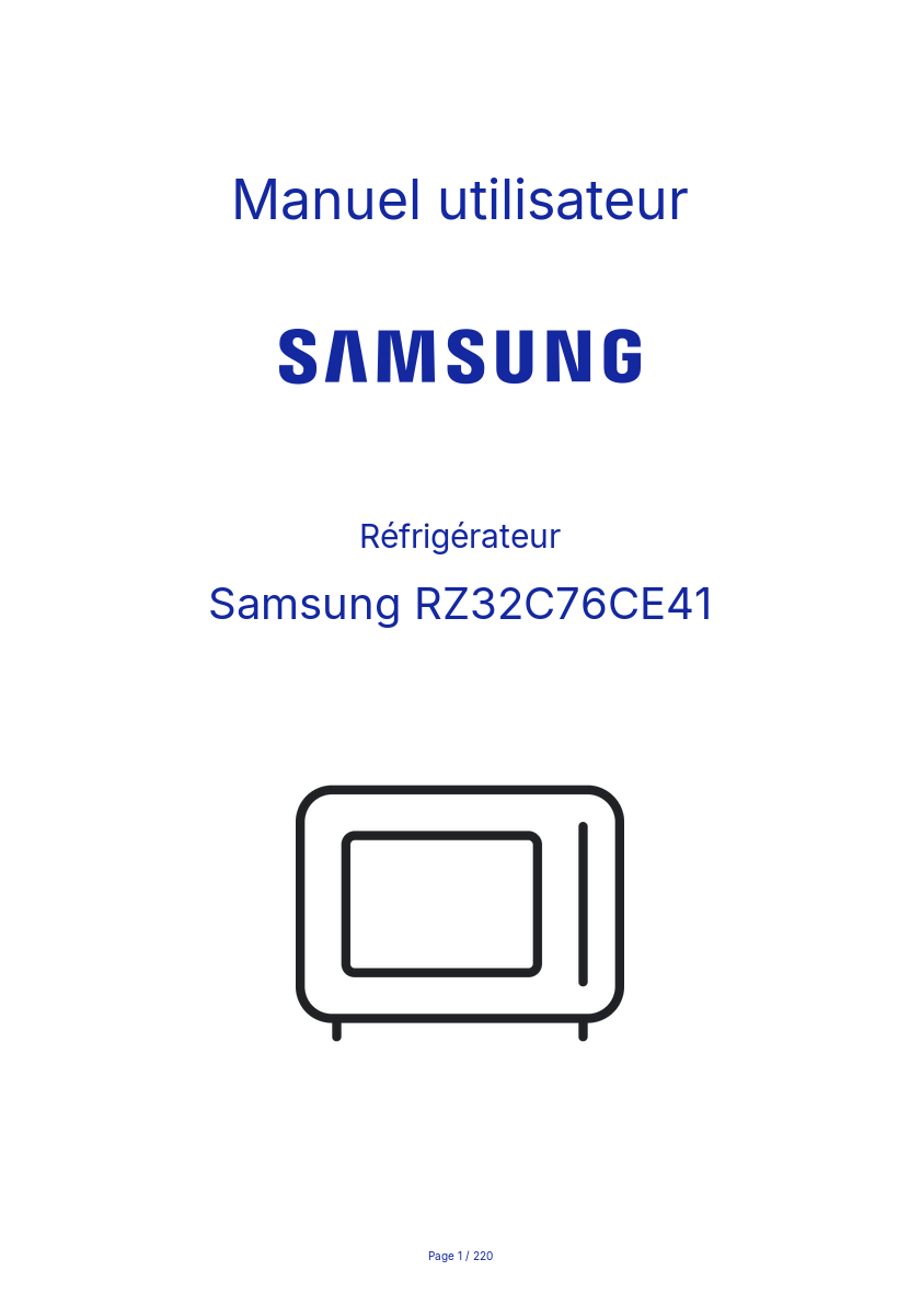 Image de la première page du manuel de l'appareil RZ32C76CE41