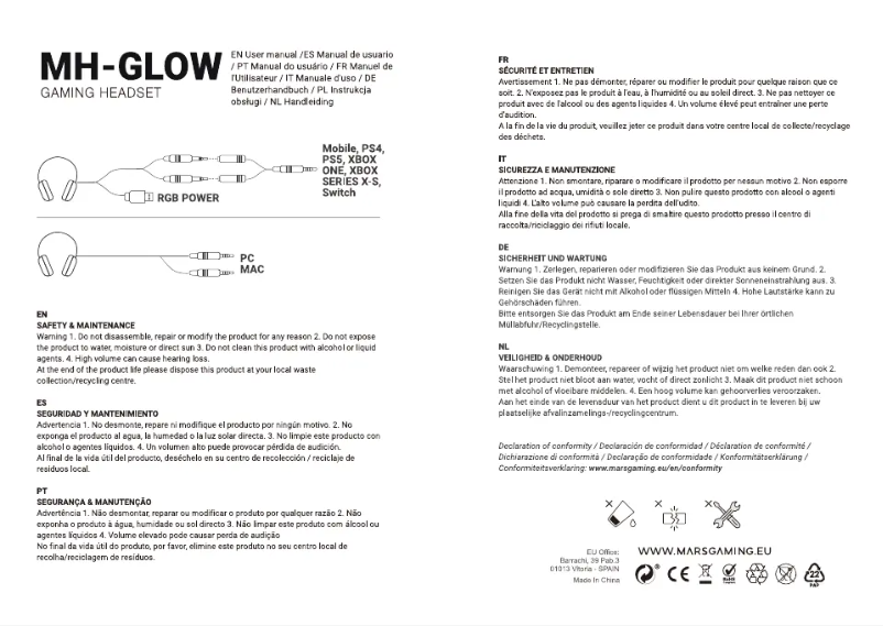 Page 1 de la notice Manuel utilisateur Mars Gaming MHGLOW