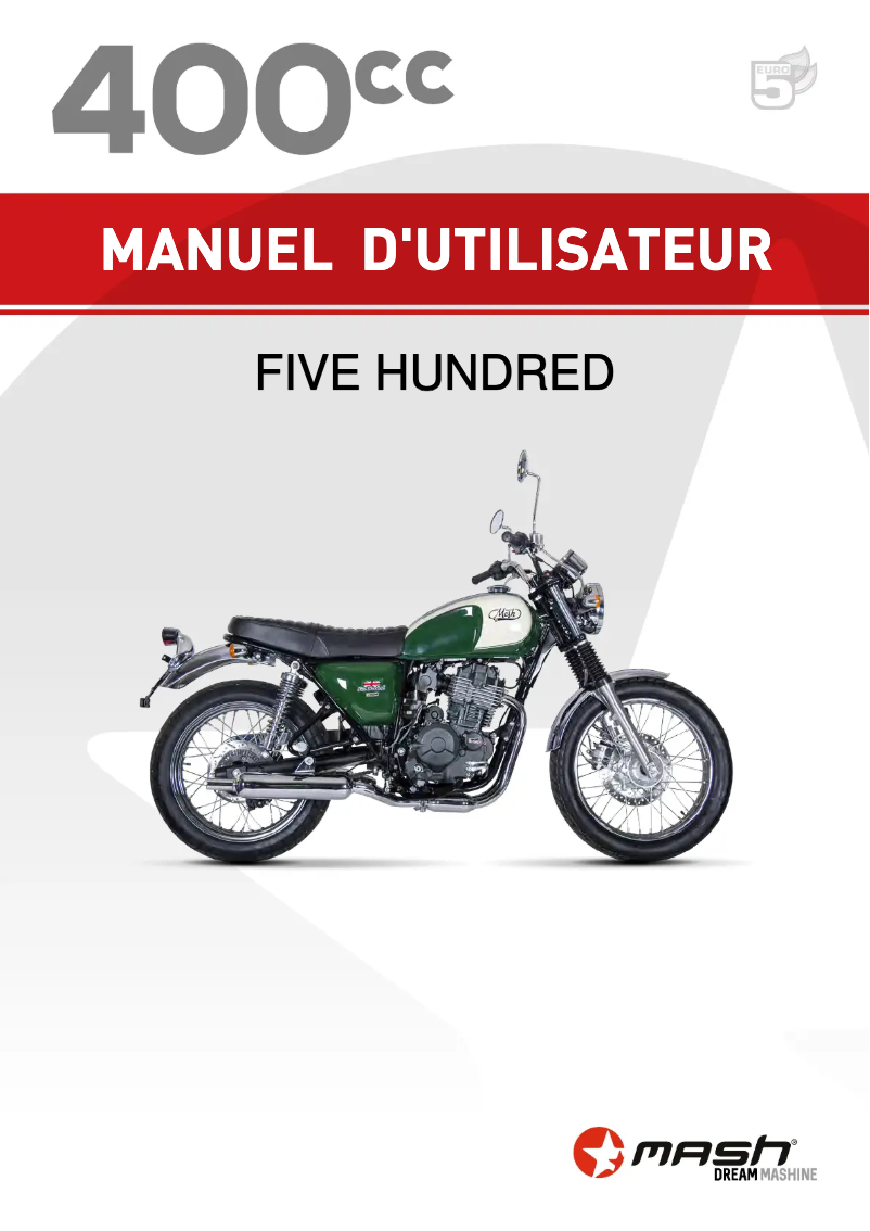 Page 1 de la notice Manuel utilisateur Mash Five Hundred 400cc (2021)