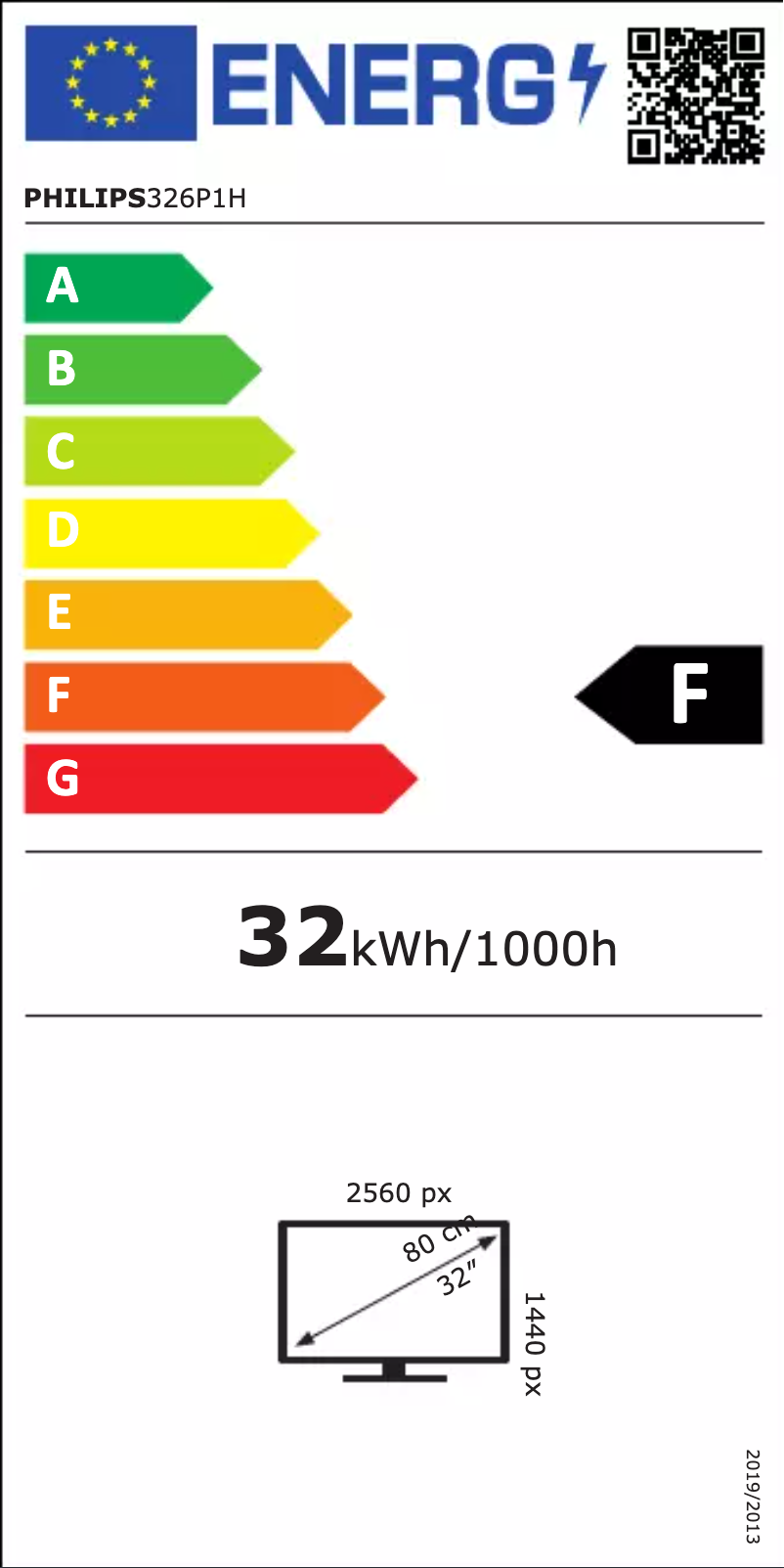 Page 1 de la notice Label énergétique Philips Brilliance 326P1H
