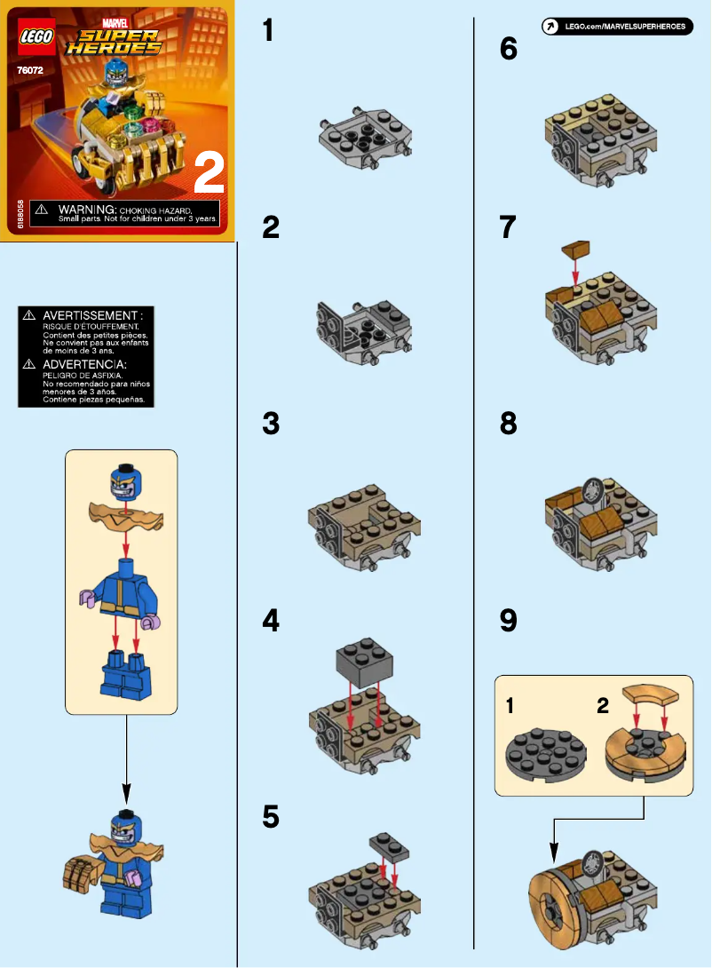 Page 1 de la notice Manuel utilisateur Lego Marvel Super Heroes 76072