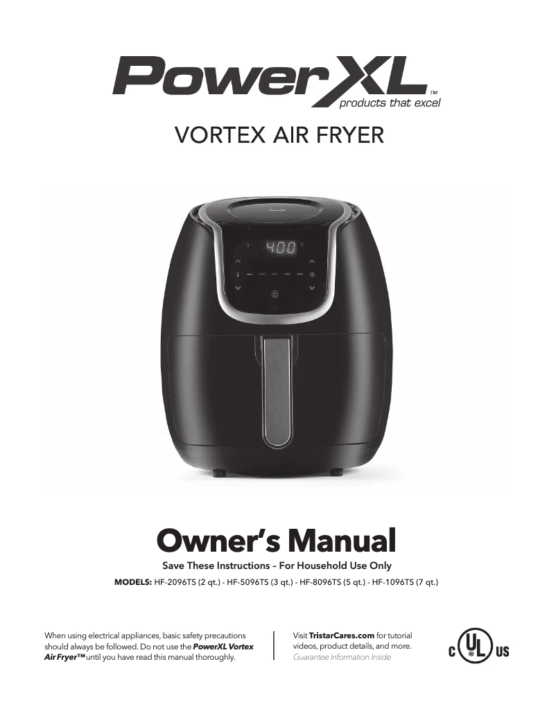 Page 1 de la notice Manuel utilisateur PowerXL Vortex Air Fryer HF-5096TS