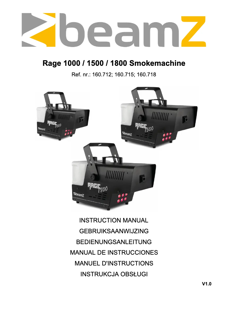 Page n°1 - Manuel utilisateur BeamZ Rage 1500