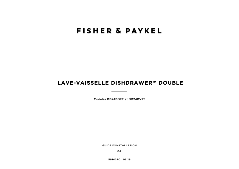 Page 1 de la notice Guide d'installation Fisher & Paykel DD24DV2T9N