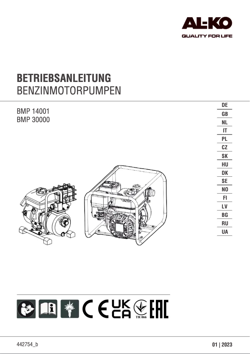 Page n°1 - Manuel utilisateur AL-KO BMP 14001