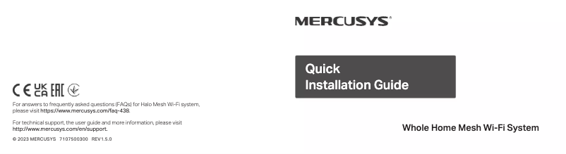 Page 1 de la notice Guide d'installation Mercusys Halo H47BE