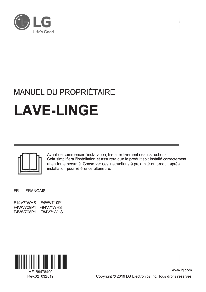 Page n°1 - Manuel utilisateur LG F4WV710P1