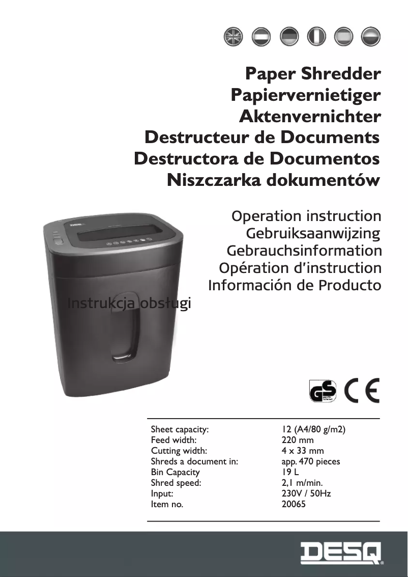 Página 1 del manual Manual de usuario Desq 20065