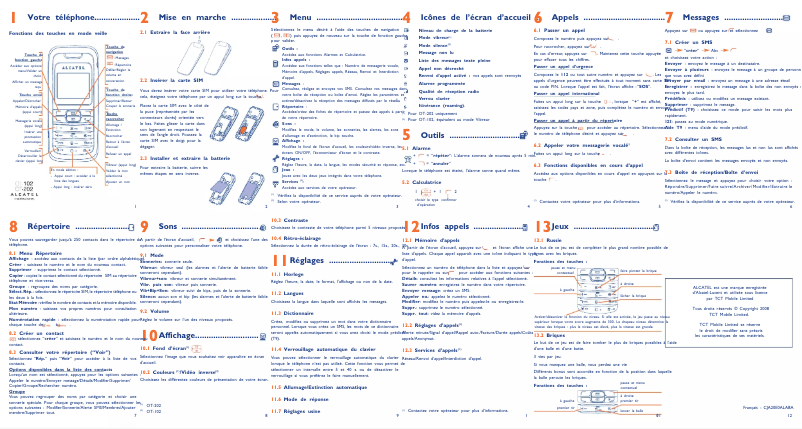 Page 1 de la notice Manuel utilisateur Alcatel OT-202