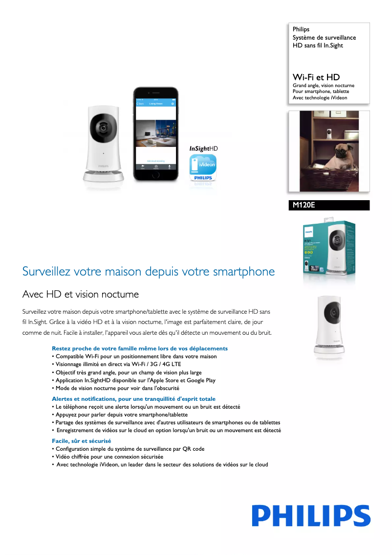 Page 1 de la notice Fiche technique Philips M120E