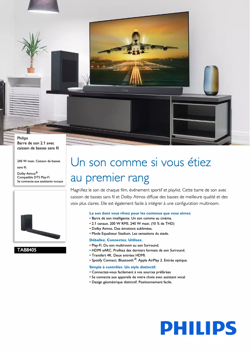 Page n°1 - Fiche technique Philips TAB8405