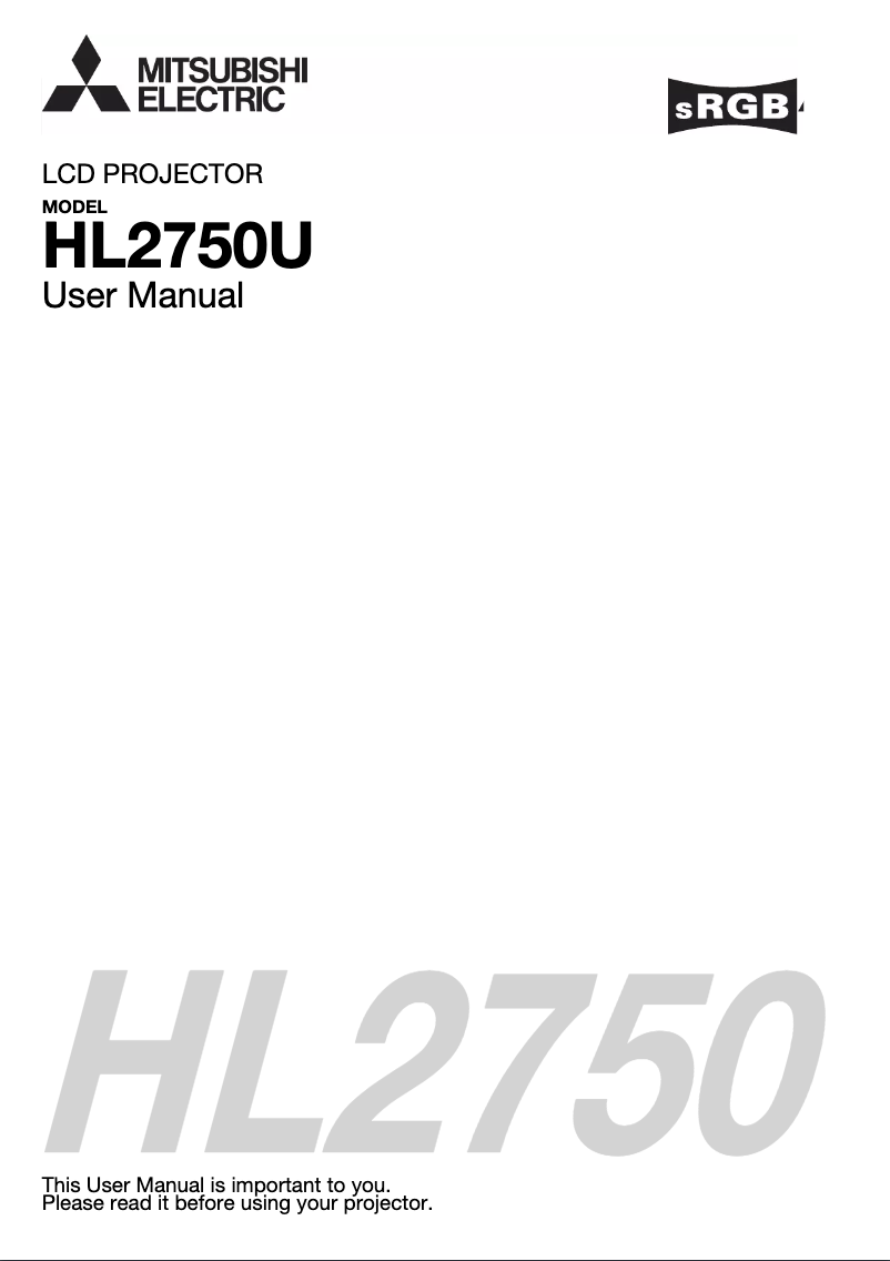 Page 1 de la notice Manuel utilisateur Mitsubishi HL2750U