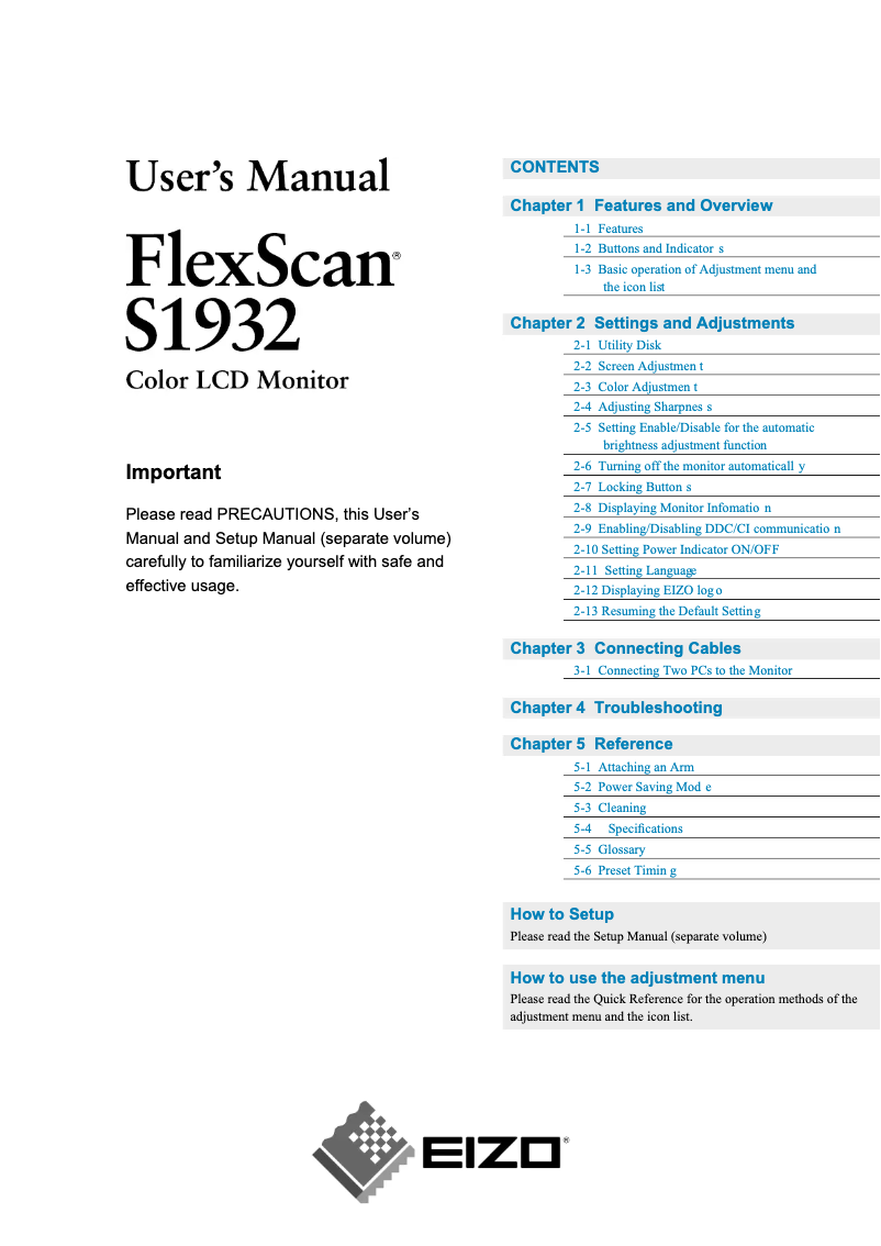 Image de la première page du manuel de l'appareil FlexScan S1932