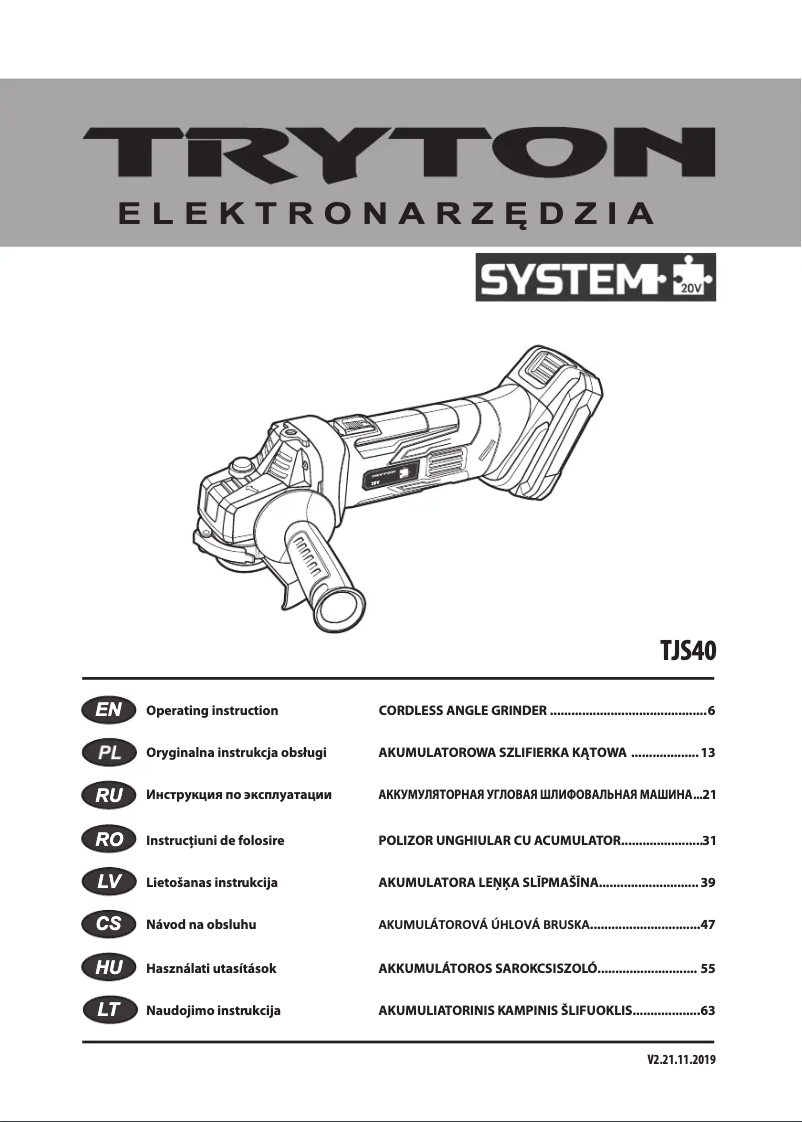 Page 1 de la notice Manuel utilisateur Tryton TJS40