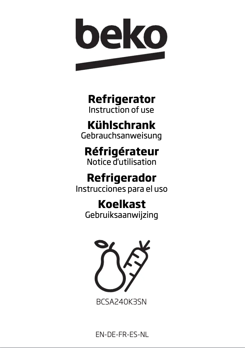 Image de la première page du manuel de l'appareil BCSA240K3SN