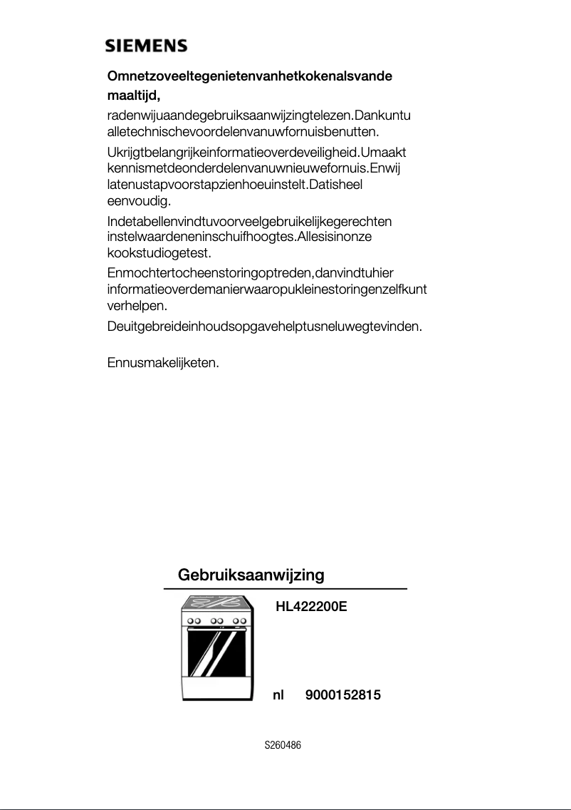 Page 1 de la notice Manuel utilisateur Siemens HL422200E