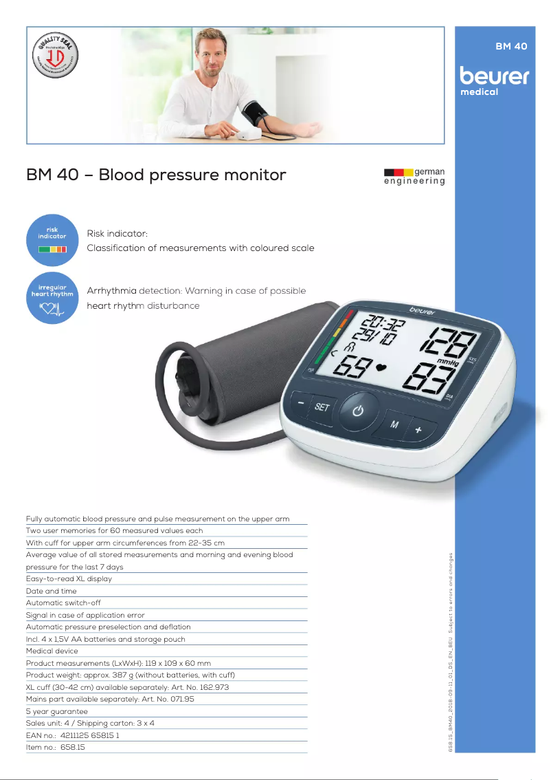 Image de la première page du manuel de l'appareil BM 40