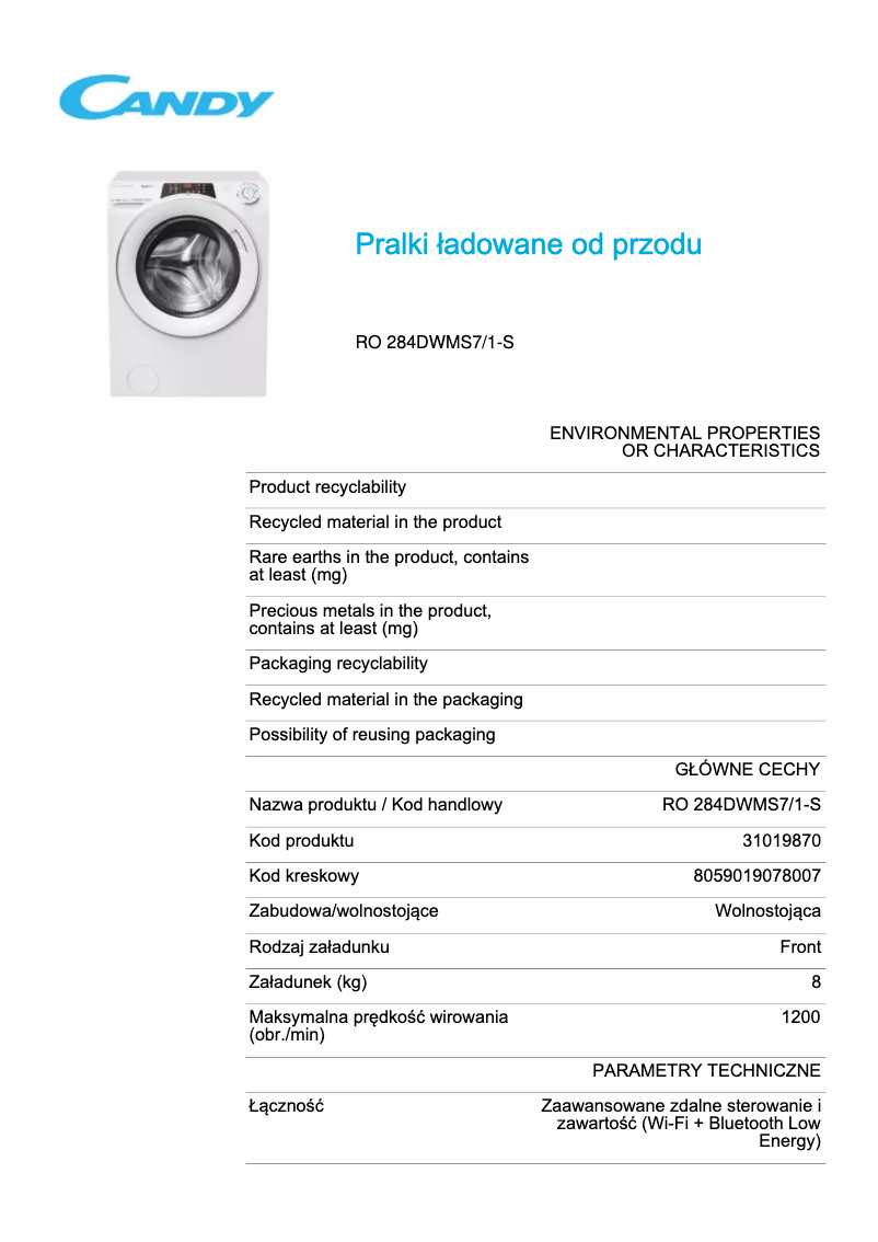 Image de la première page du manuel de l'appareil RO 284DWMS7/1-S