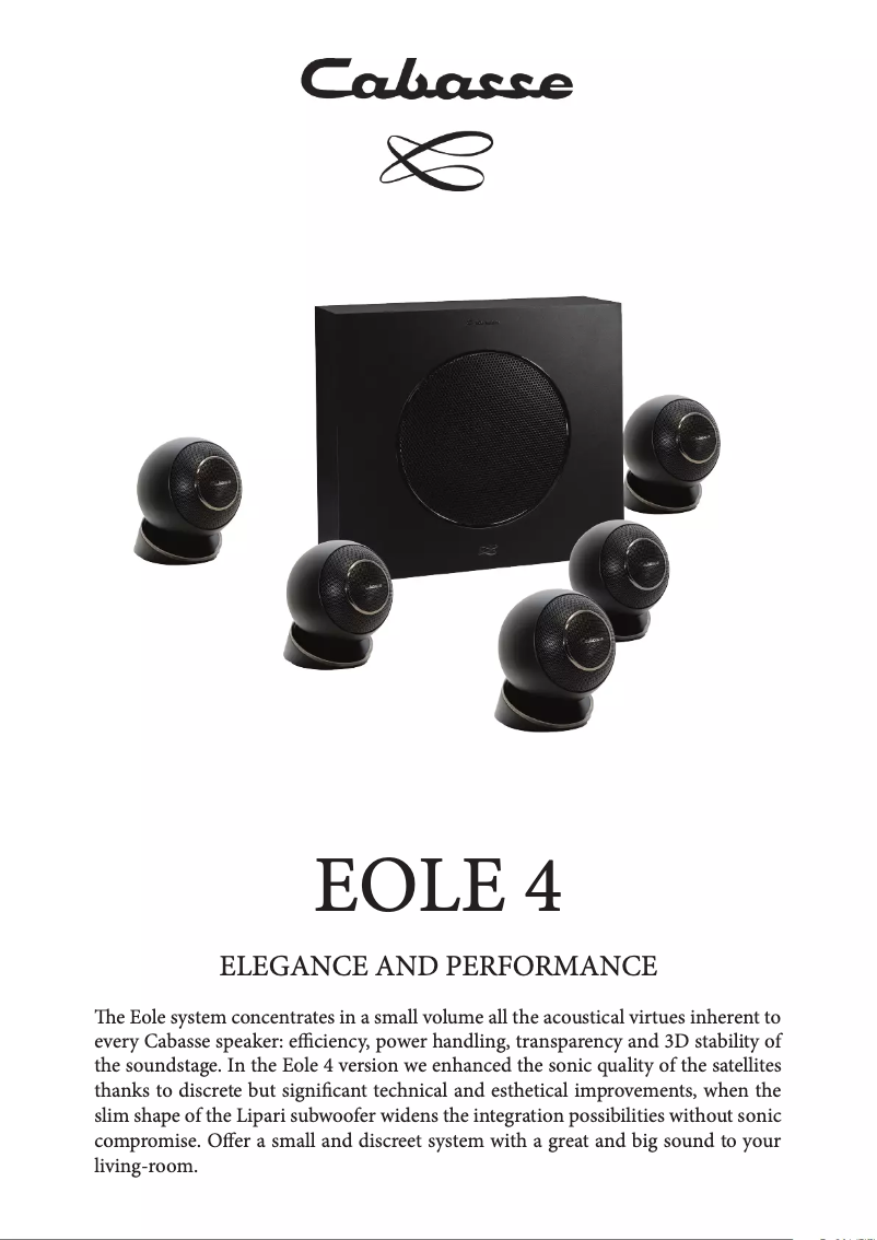 Page 1 de la notice Fiche technique Cabasse Lipari 21