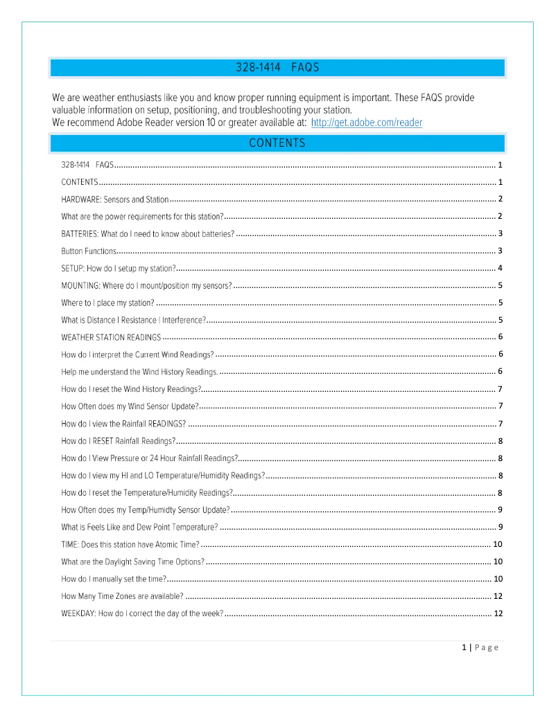Page n°1 - FAQ La Crosse Technology 328-1414